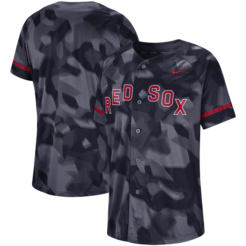 2020 MLB Men Boston Red Sox Nike Navy Camo Jersey 1